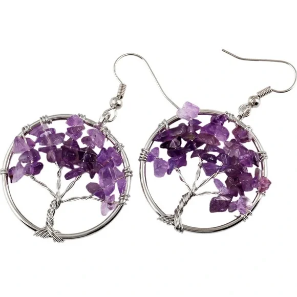 Amethyst Tree of Life Earrings NWT - Picture 3 of 4